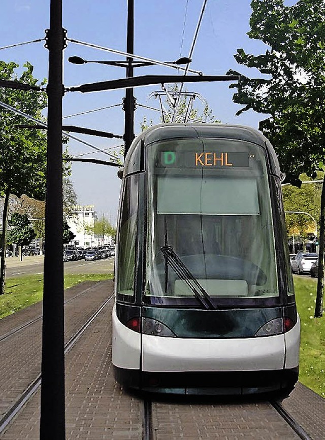 Noch Zukunftsmusik: der Anschluss von Kehl ans  Straburger Straenbahnnetz.   | Foto: Montage: Stadt Kehl