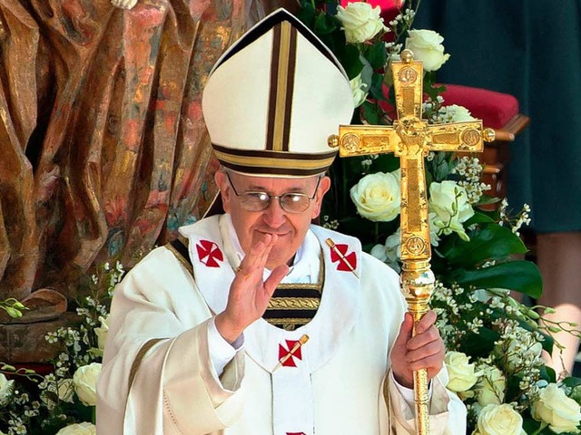 Franziskus whrend der offiziellen Amtseinfhrung  | Foto: dapd