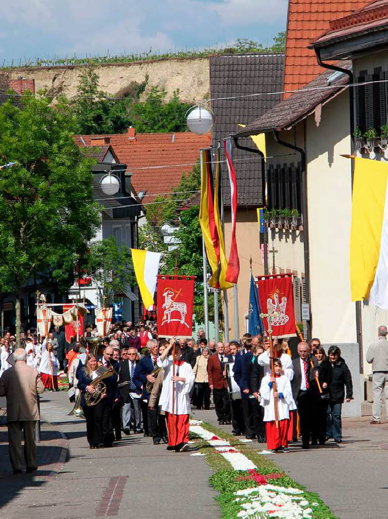 Der Himmel hielt dicht, so dass die Fronleichnamsprozess in Heitersheim, wo sie immer sehr prchtig ausfllt, unbeeintrchtigt war.