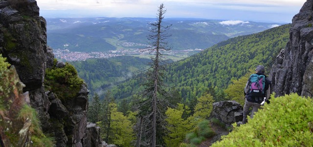 Was fr ein Ausblick: Die Expeditionsteilnehmer verharren am Kandelfelsen.  | Foto: Bernd Fackler