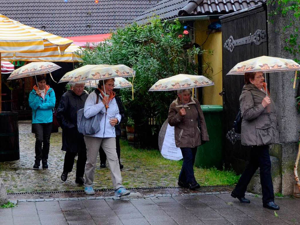 Auch Dauerregen konnte der guten Stimmung von Gsten und Honoratioren bei der Erffnungsfeier der Weintage nichts anhaben.