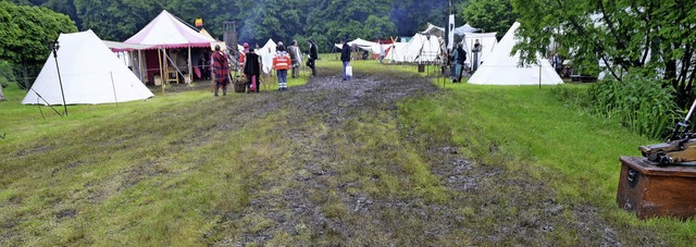 Matschiges Braun statt grnem Rasen &#...tival hat seine Spuren hinterlassen.    | Foto: STEINECK/SENF