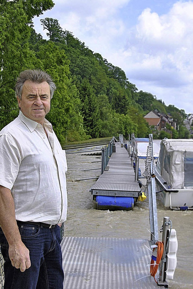 Angespannt:  Bootseigner Bernhard Schm...zer Wassersportvereins  in Hauenstein   | Foto: Ralph Fautz