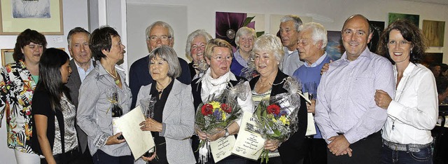 Die Grndungsmitglieder des TC Hauinge...n der Jubilumsfeier des TC Hauingen.   | Foto: Antje Gessner