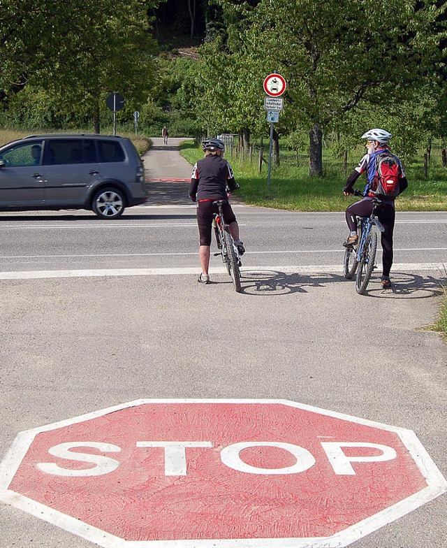 Die Radwegquerung an der B 34 in Riedm... entstehen, wnscht der Ortschaftsrat.  | Foto: Heinz Vollmar