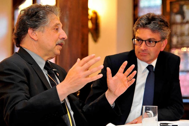 Paul Soglin (links)  und Dieter Salomon  | Foto: Thomas Kunz