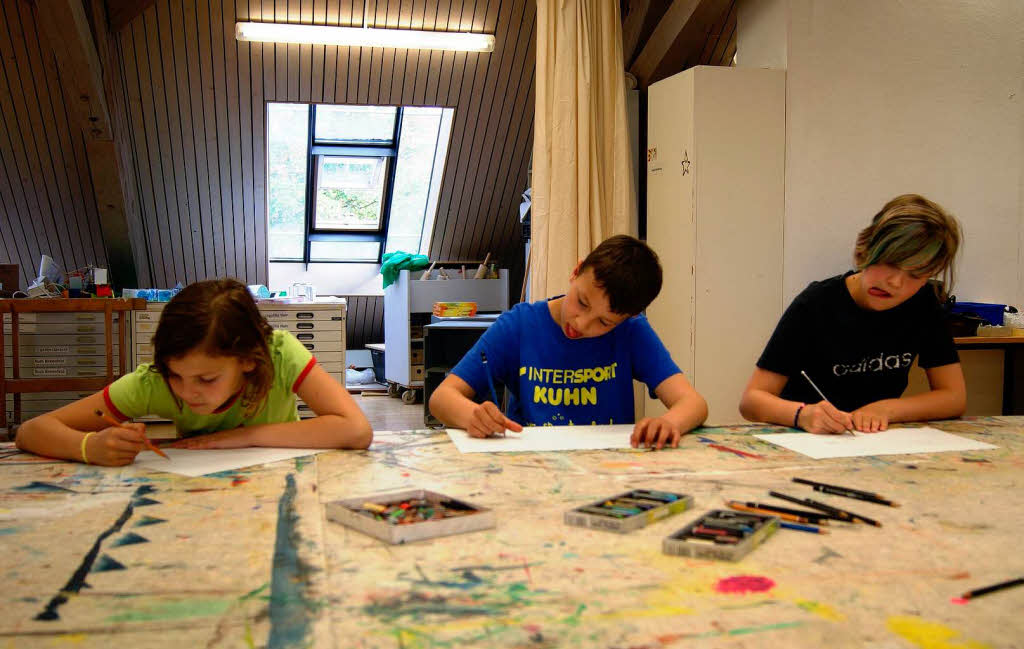 Malen nach einer Linie: Was Paul Klee kann, knnen die Schler aus Schutterwald schon lang.