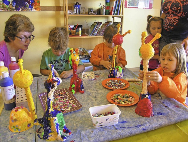 In Kreativworkshops lernten die Kinder...lien zu eigenen Arbeiten inspirieren.   | Foto: Ute Schler