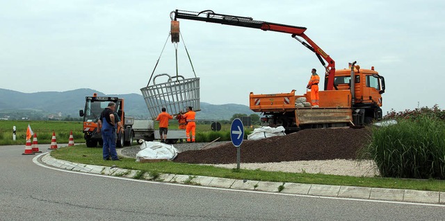 der Forchheimer Kartoffelkorb auf der Kreisverkehrinsel wurde entfernt  | Foto: Hans-Peter Ziesmer