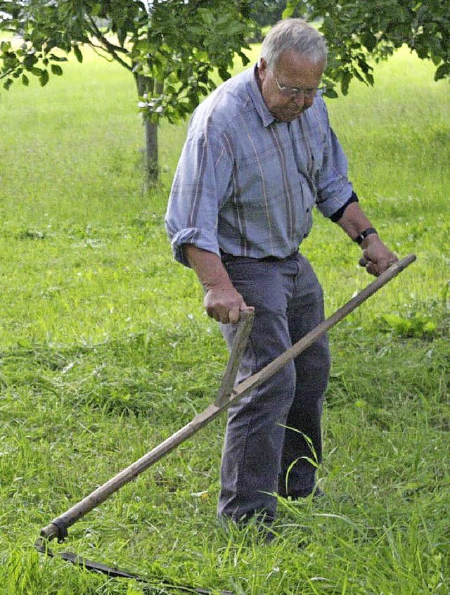 Richtig Sensen will gelernt sein, beim Bund kann man es lernen.   | Foto: Privat