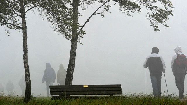 Diese Schwarzwald-Wanderer sind der Be...schlechtem Wetter lsst sich wandern.   | Foto: DPA