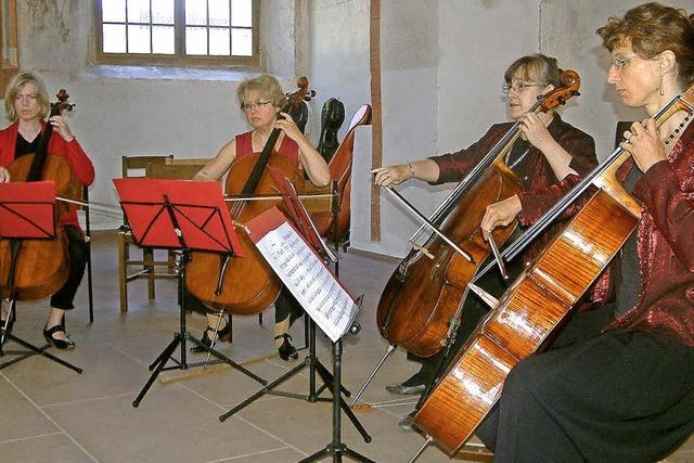 Vier Cellostimmen im Kirchenraum