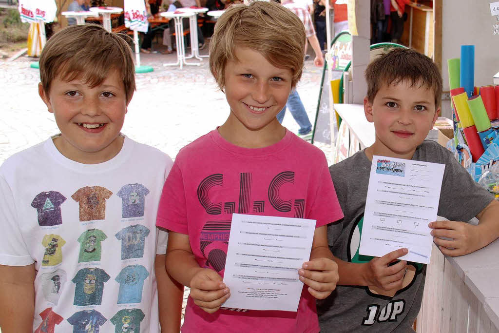 Jacob Ammann, Linus Metzler und Luca Seidler zeigten sich zuversichtlich, die Fragen bei der Dorffest-Rally beantwoerten zu knnen