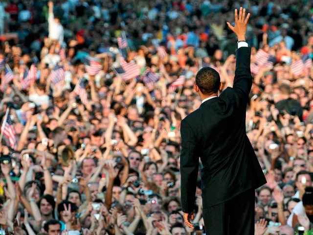 Obamas  letzter Besuch in Berlin 2008 war ein Triumph.  | Foto: dpa