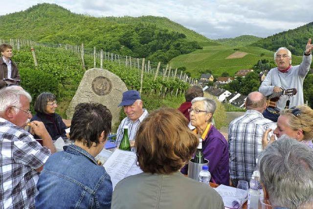 Protestpicknicker gegen den Funktmast auf dem Abtsberg