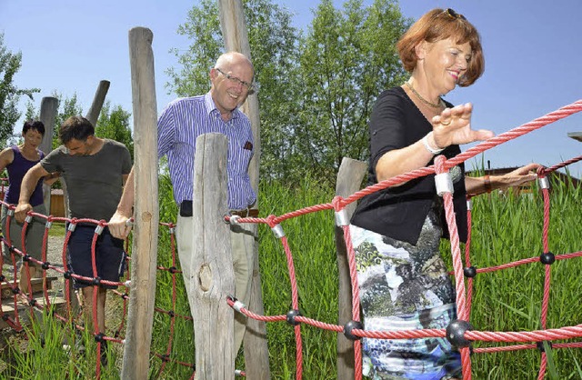 Eine Runde auf dem Abenteuerspielplatz...rer, Christian Stratz und Elke Streit.  | Foto: Peter Gerigk/Ralf Staub