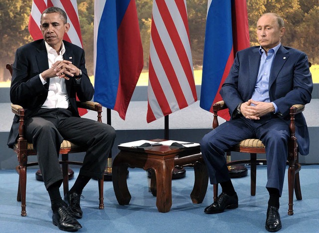 Angespannte Atmosphre: Barack Obama u...sich in der Syrien-Frage nicht nher.   | Foto: dpa