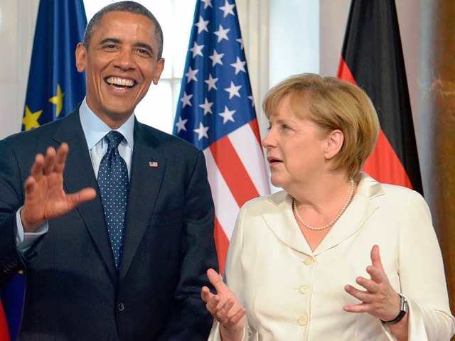 Barack Obama und Angela Merkel beim Besuch des US-Prsidenten in Berlin.  | Foto: dpa