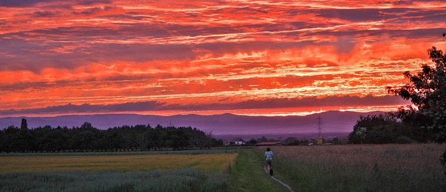 Himmel in Flammen ber Staufen mit Blick auf die Vogesen  | Foto: Hans Peter Dieringer