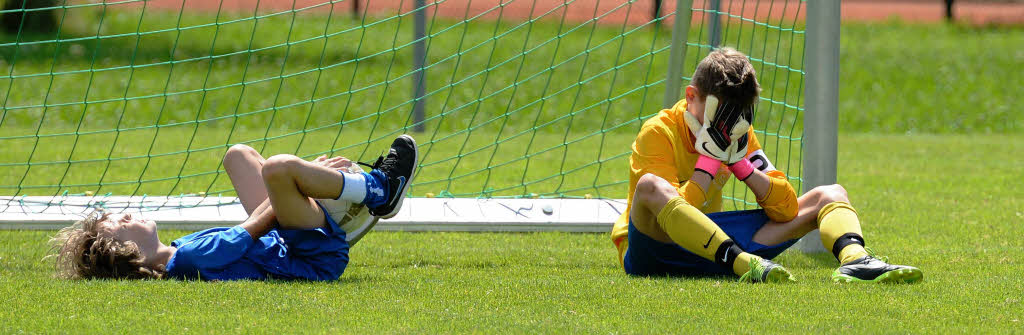 Groe Enttuschung bei den SF Eintracht Freiburg nach der Niederlage im Bezirkspokal der D-Junioren.