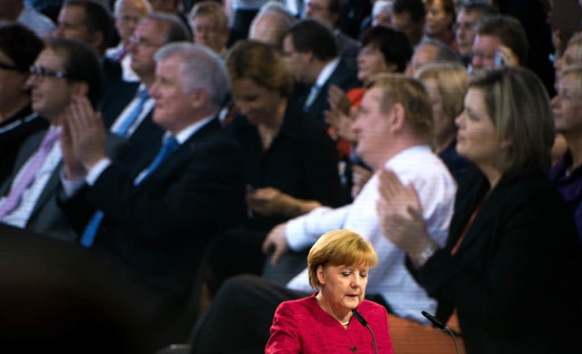 Die CDU-Chefin Angela Merkel sprt, &#...achen Jahren eine Chance haben&#8220;.  | Foto: AFP