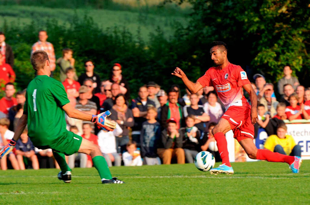 Der SC Freiburg bei seinem Auftritt in Oberschopfheim.