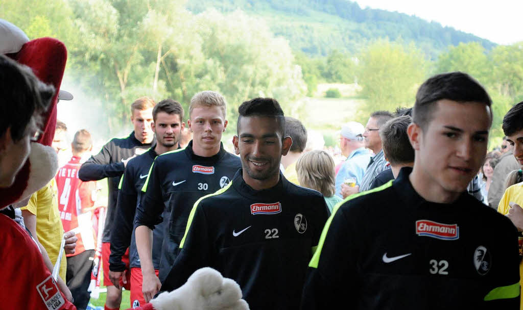 Der SC Freiburg bei seinem Auftritt in Oberschopfheim.