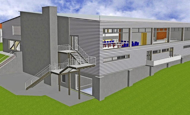 So soll der Anbau an die Dinkelberghal...ern bessere Rahmenbedingungen bietet.   | Foto: Repro: TuS/Ingenieurbro Rtschlin