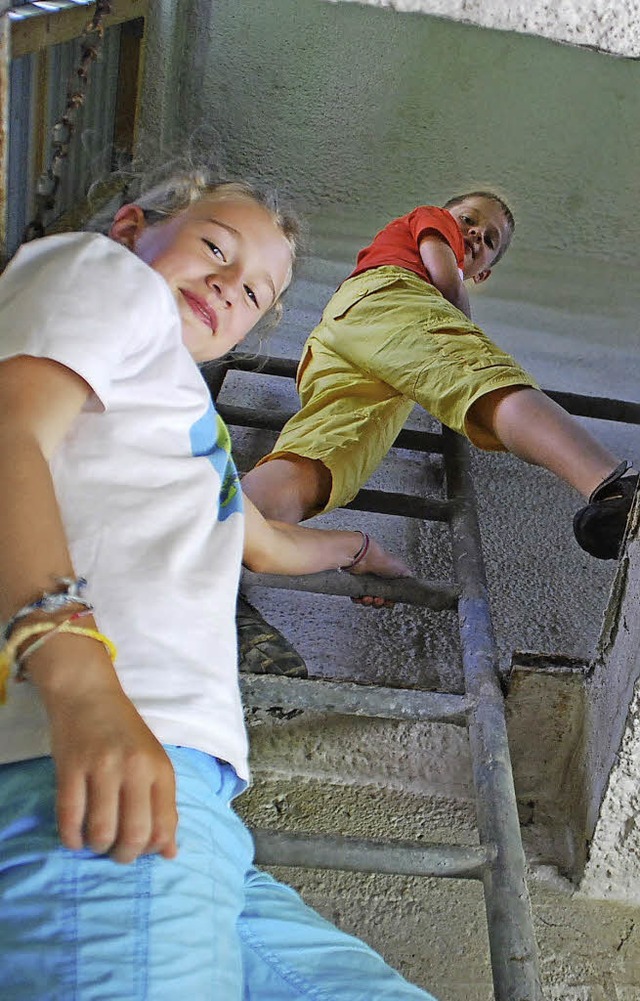 Die Kinder hatten Spa bei der Turmbesteigung.  | Foto: Edgar Steinfelder