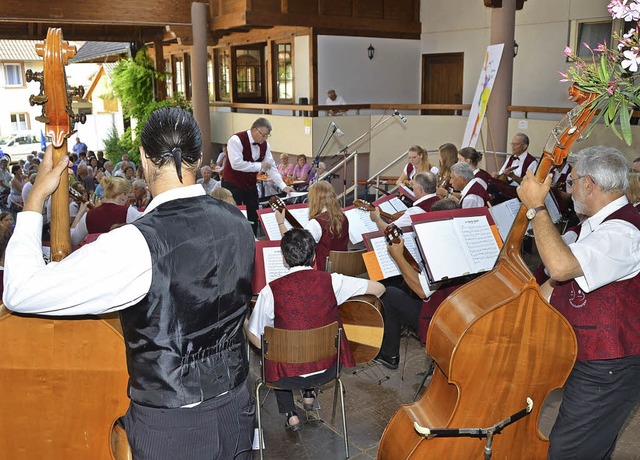 Vor groem Publikum spielten Kiechlinsbergens Zupfmusiker am Sonntagabend.  | Foto: Roland Vitt