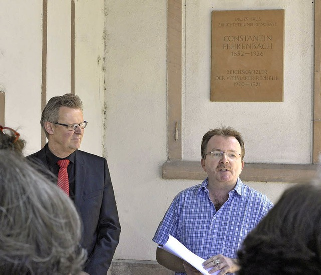 Brgermeister Ulrich von Kirchbach (li...denktafel am Haus Schwarzwaldstrae 1.  | Foto: Bamberger