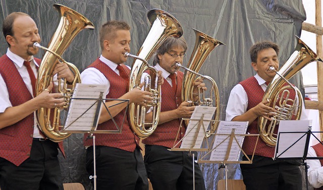 Der Musikverein Sigmarswangen hat viel... beim Zeltfest Geschwend mitgebracht.   | Foto: Verena Wehrle