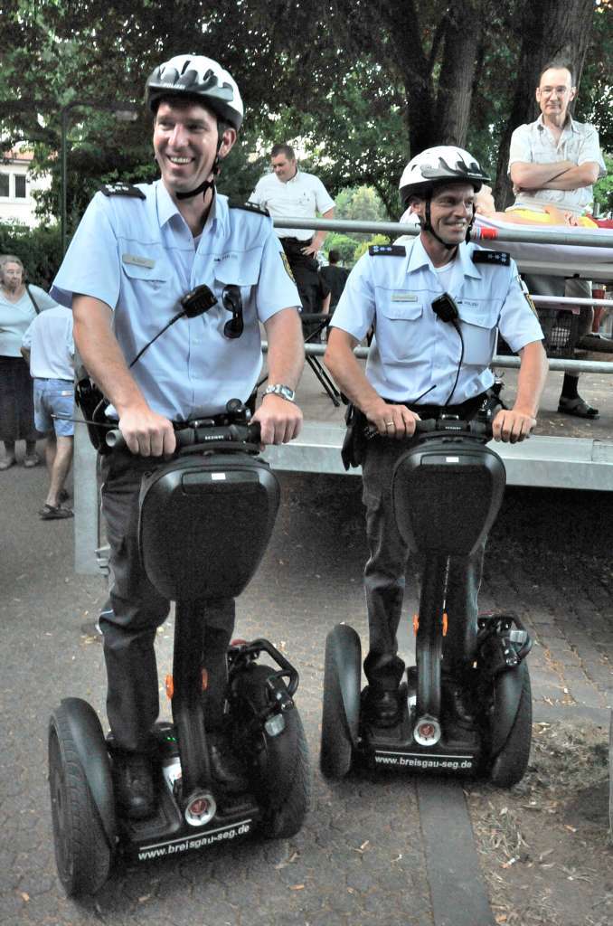 Mit Segways war die Polizei auf dem Festival-Gelnde und in der Stadt auf Patrouille