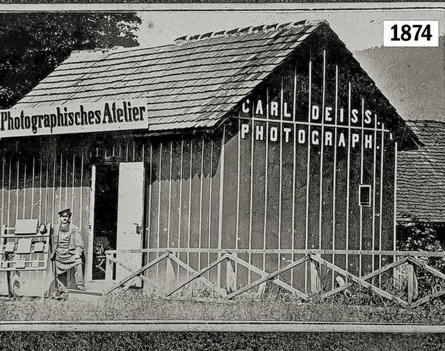 Links das erste Atelier von Carl Deiss...rae, rechts der gleiche Platz heute.   | Foto: Archiv Photo Bauer /Gerard