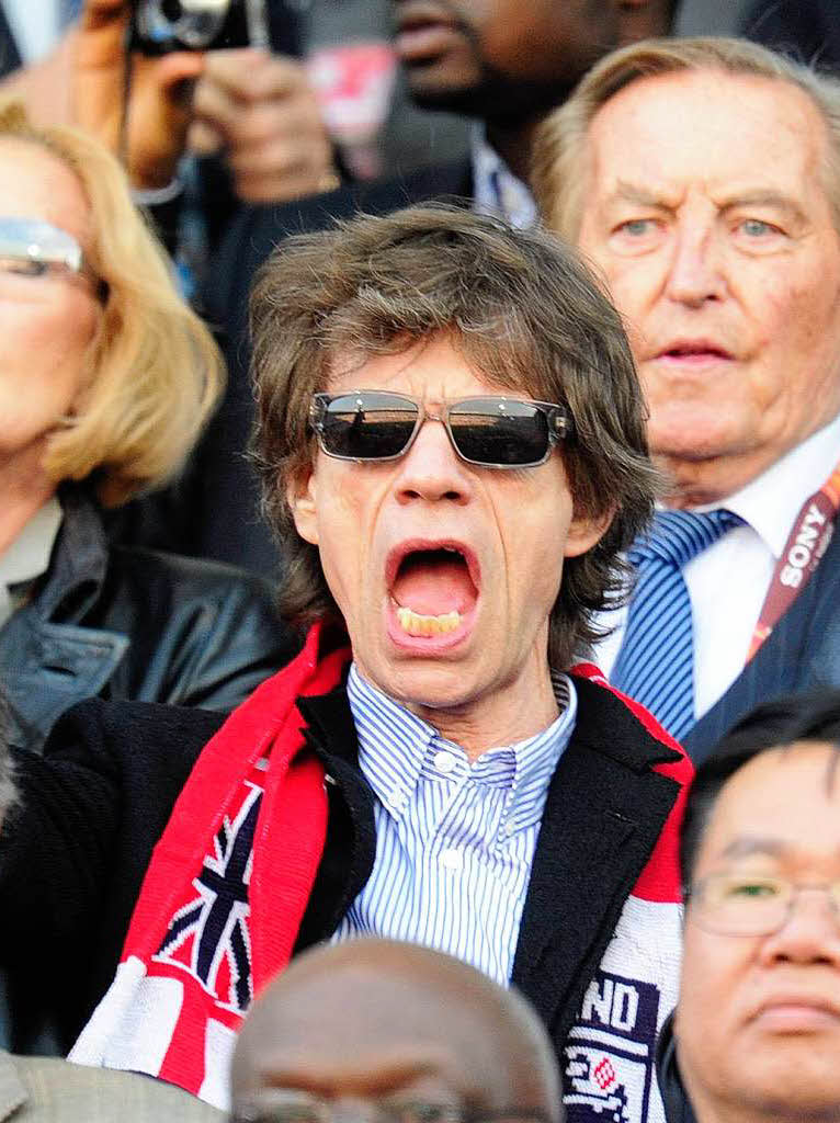 Auch fuballinteressiert ist er: Jagger beim Spiel England gegen Deutschland bei der WM 2010.