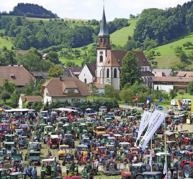 Gut voll sieht Glottertal aus, wenn ma...Schleppertreffen in der Gemeinde ist.   | Foto: Christoph Maier