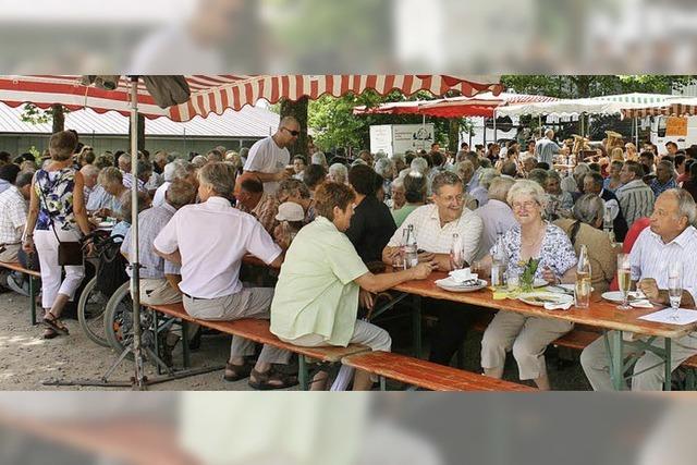 Stimmungsvolle Feier unter grnem Bltterdach