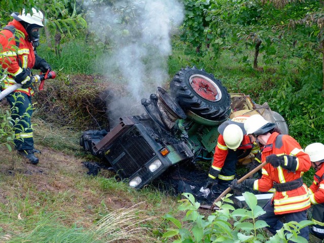 Traktorunfall in den Reben: Der Fahrer kam mit dem Schrecken davon  | Foto: Aribert Rssel