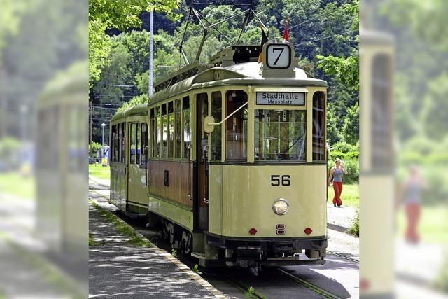 In Freiburg fahren historische Straenbahnen