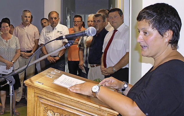 Die Leiterin  Nicole Faas bei der Einweihung der neuen Kindertagessttte.   | Foto: A. Mutz