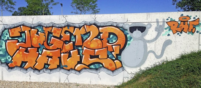 Mit dem Graffiti von Skunk79 &#8222;Ju... ersten Blick, wo das Jugendhaus ist.   | Foto: Martina Proprenter