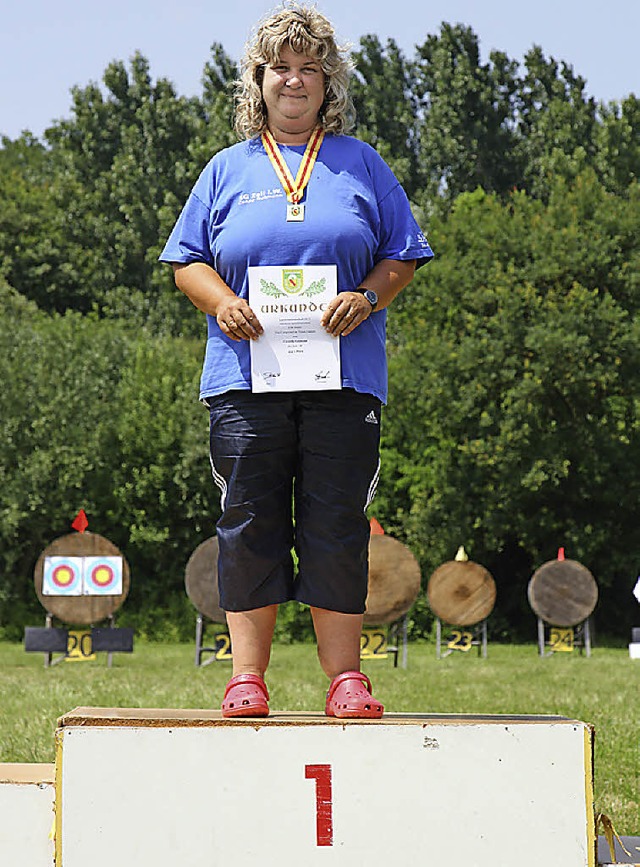 Conny Gutmann, Landesmeisterin der Bogenschtzen.   | Foto: Privat