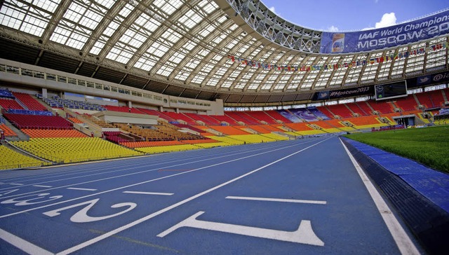 Das Moskauer Luschniki-Stadion ist  vo...Weltmeisterschaft der Leichtathleten.   | Foto: DPA