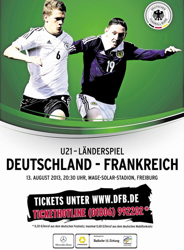 Plakat zum Lnderspiel   | Foto: Repro: BZ