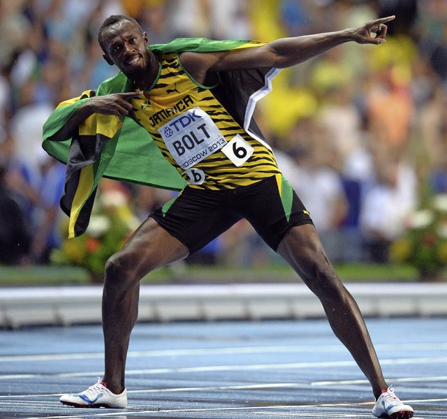 Zeigt, was er immer zeigt: Usain Bolt  | Foto: dpa