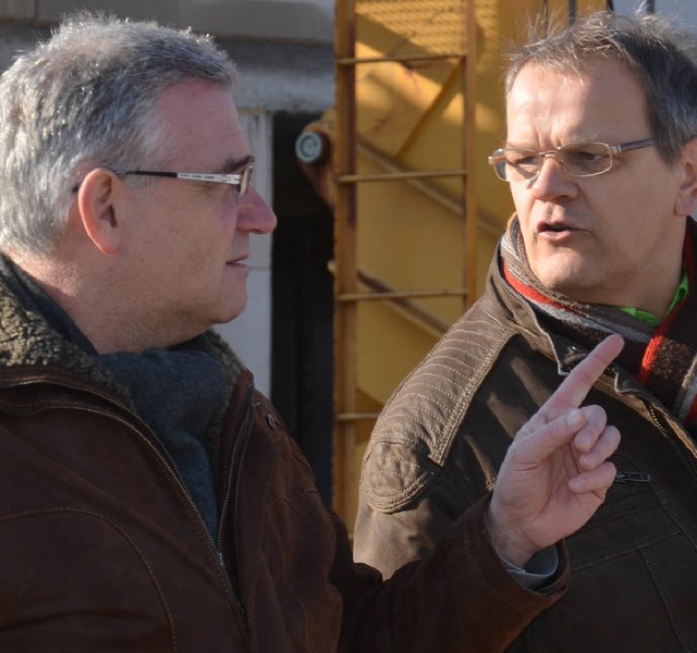 Baudezernent Stefan Baum (rechts) und ...tleiter Roland Hecker von der L-Bank.   | Foto: Claudia Mller