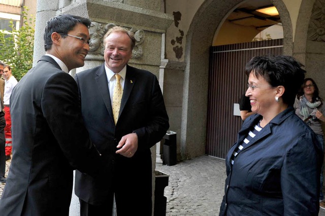 Geballte Liberalen-Power in Freiburg: Rsler, Niebel, Homburger  | Foto: RITA EGGSTEIN