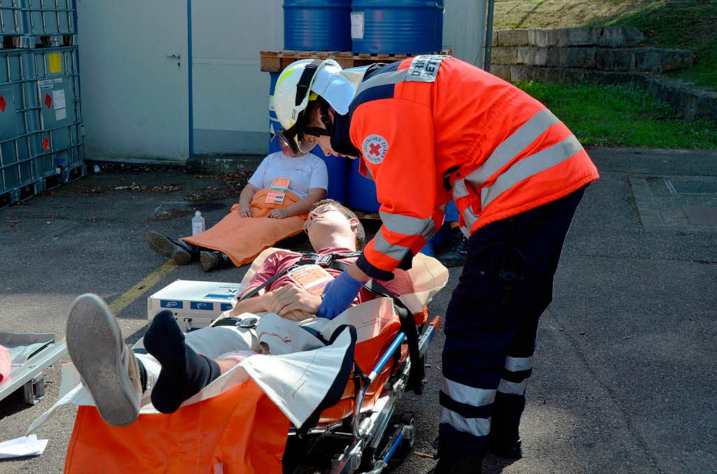 Impressionen von der Notfallbung im Werk der Evonik in Rheinfelden