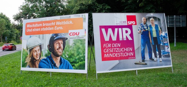 Ob die Plakatmotive die Wahl entscheid...nner des BZ-Wahltipps winken 200 Euro.  | Foto: dpa