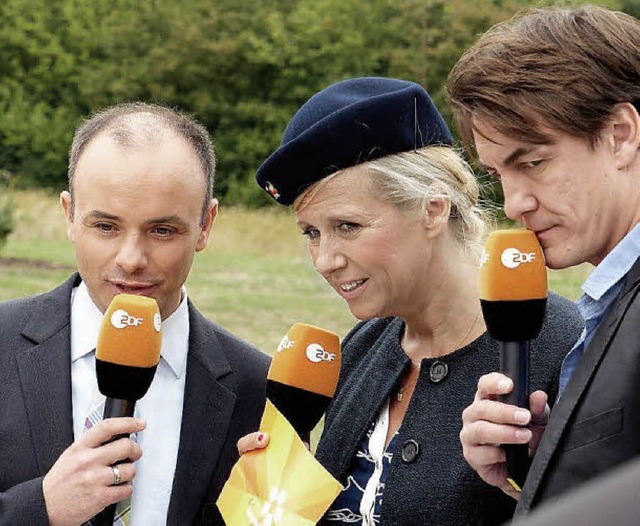 Im ZDF-Fernsehgarten: Claudio Nardi au...8220; Kiewel und Comedian Matze Knop.   | Foto: Birgit Nardi
